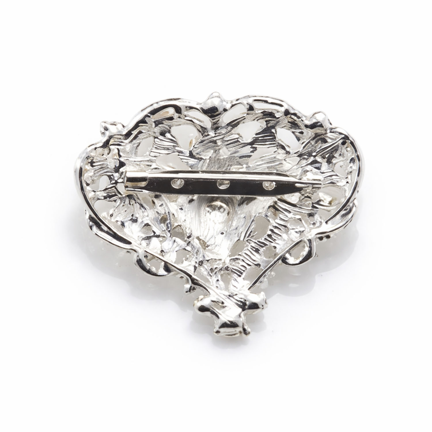 Wedding brooch with heart shaped pin lock