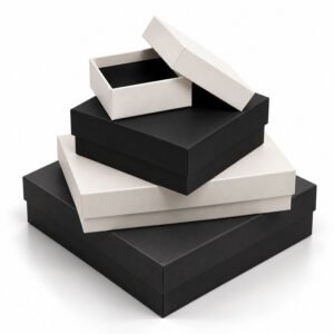 High Quality Square Rigid Boxes with removable lift-off lids, custom colors and premium paper finish