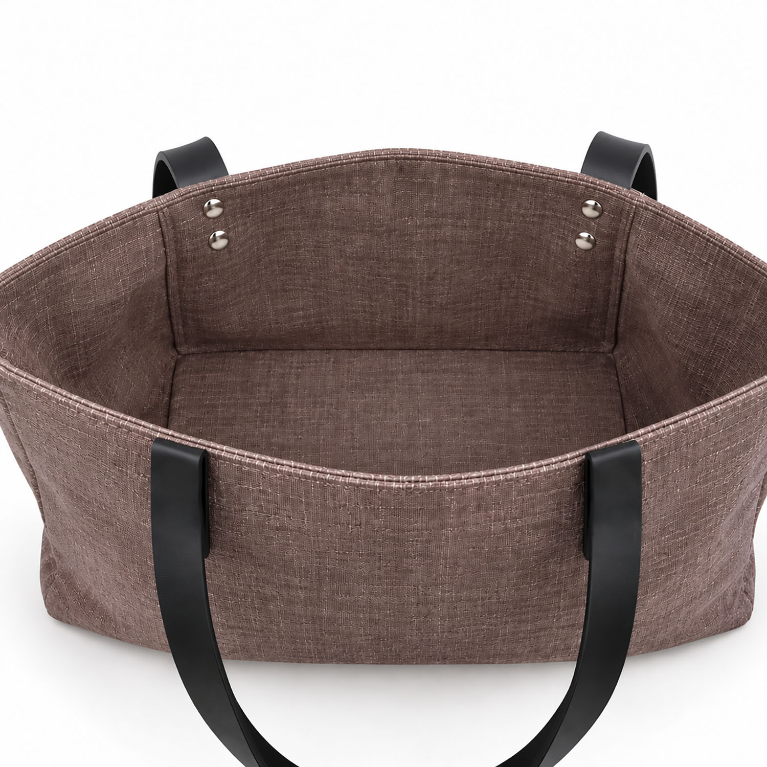 hemp tote leather handle interior