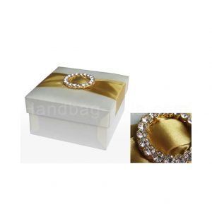 ivory and gold silk wedding favor box