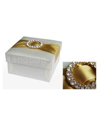 ivory and gold silk wedding favor box