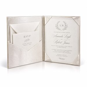 ivory silk invitation folio