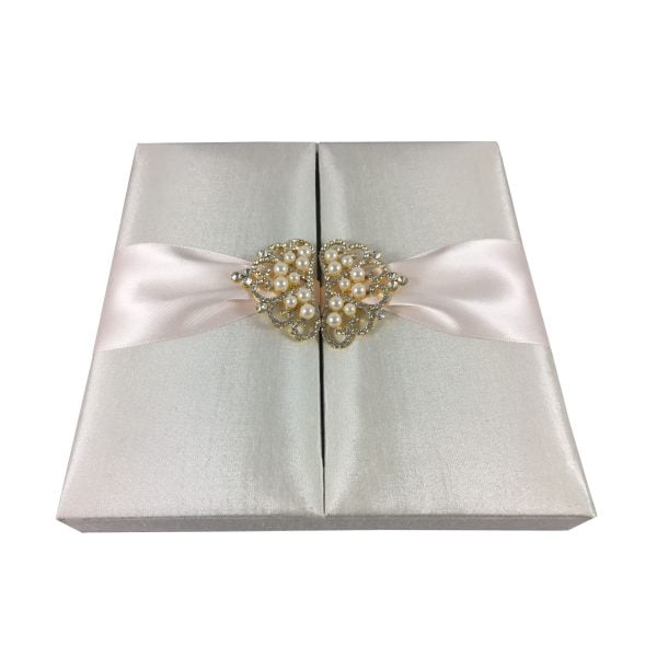 Embellished ivory gatefold invitation box