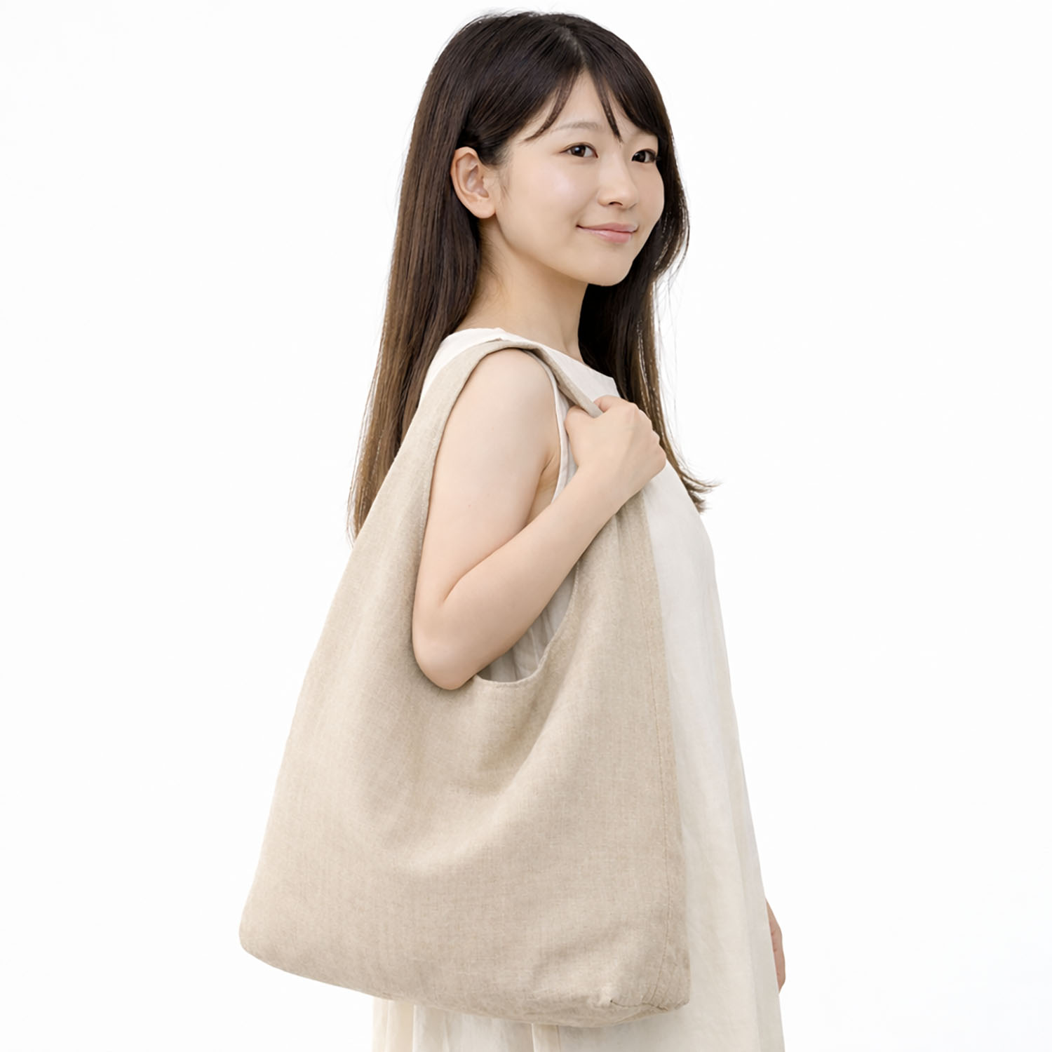 Our Japanese hobo bag in natural linen