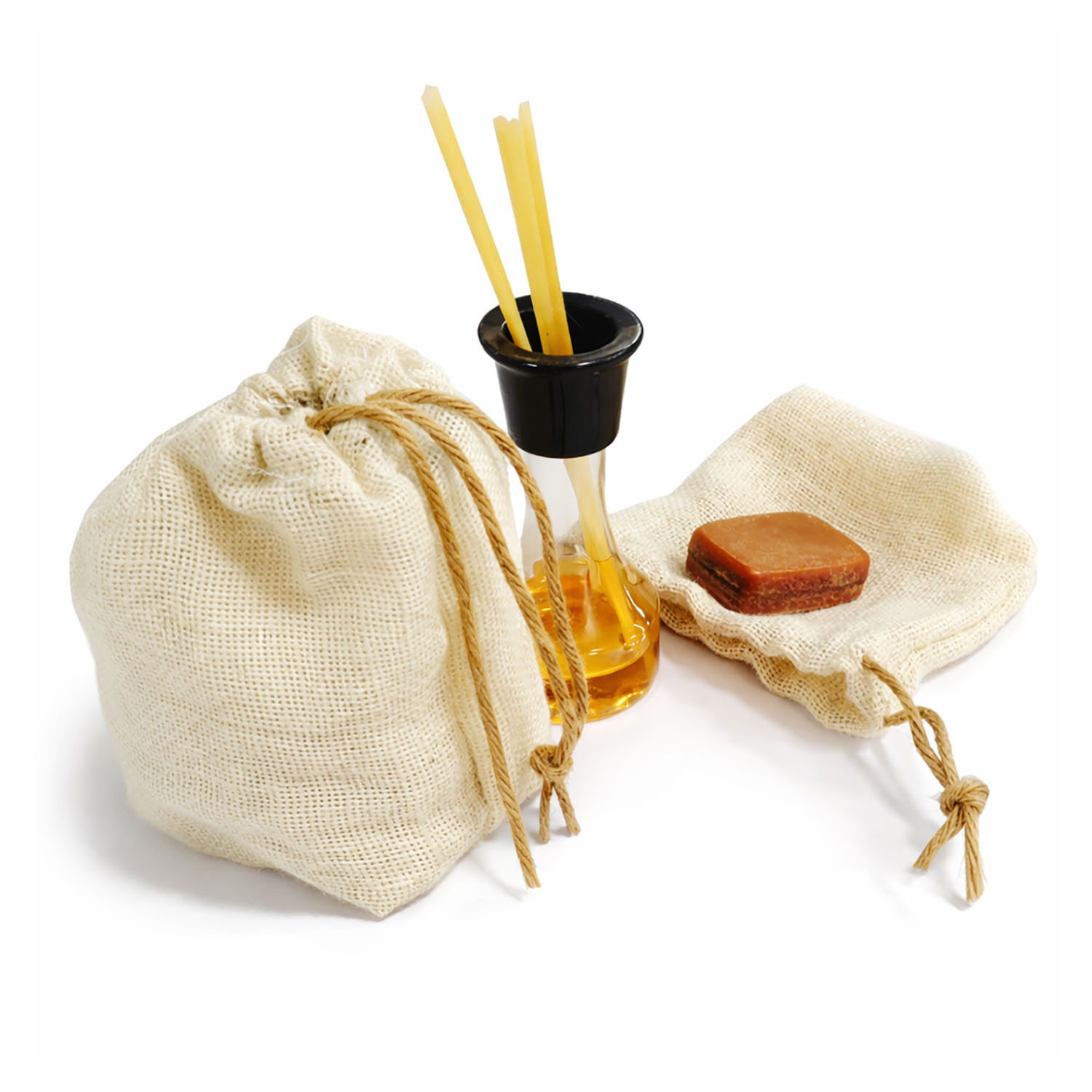 Jute drawstring bag for spa and gift packaging