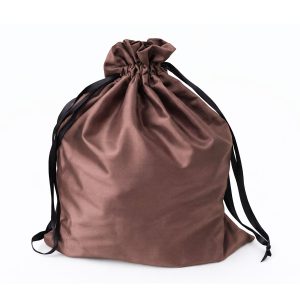 Large brown silk drawstring bag