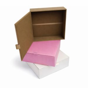 Large hinged lid silk box for wedding invitations and gift packaging