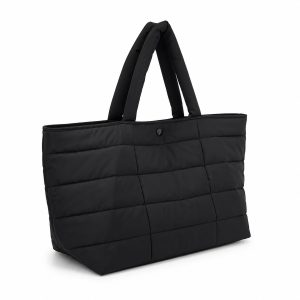 large quilted black coton tote bag