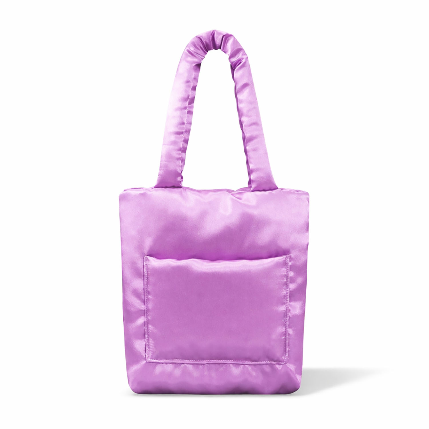 Light lavender purple silk puffer tote bag from Thailand