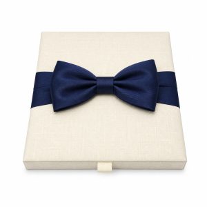 Linen Wedding Invitation Box Silk Bow