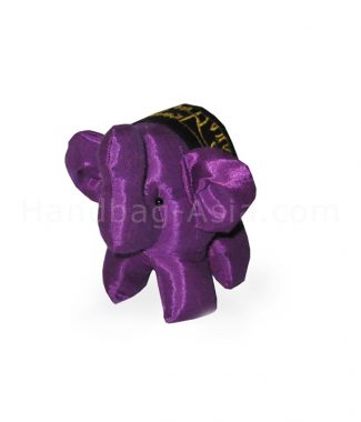 logo embroidered purple silk elephant