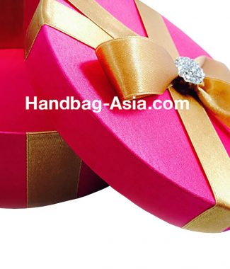 luxury round silk wedding box with rhinestone brooch