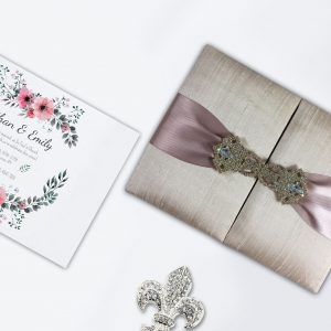 Luxury Thai silk boxed wedding invitation