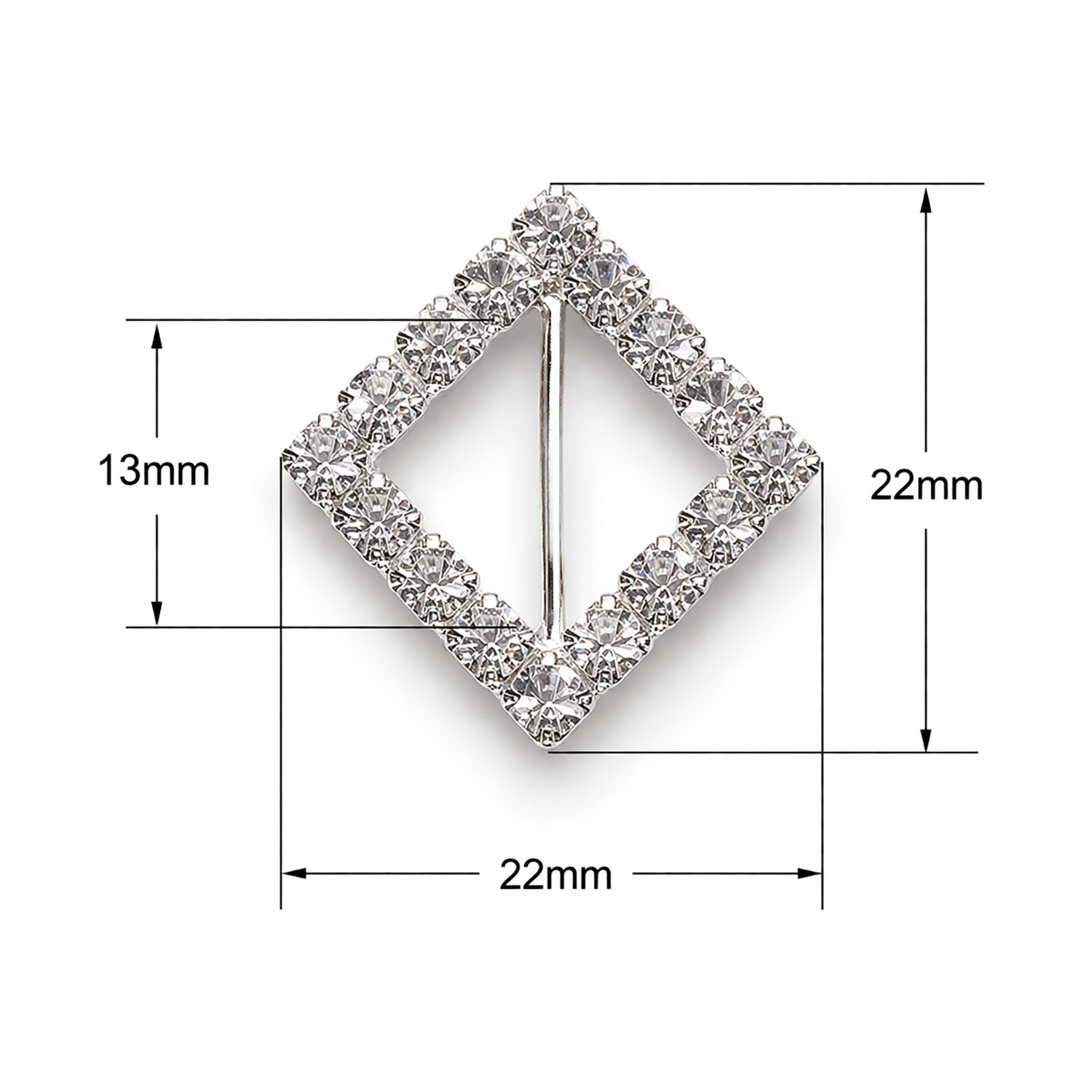 measurements slider buckle crystal