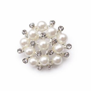 25mm Pearl Brooch with Rhinestones