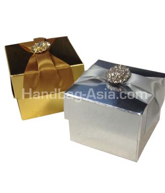 metallic gold & silver wedding favor box