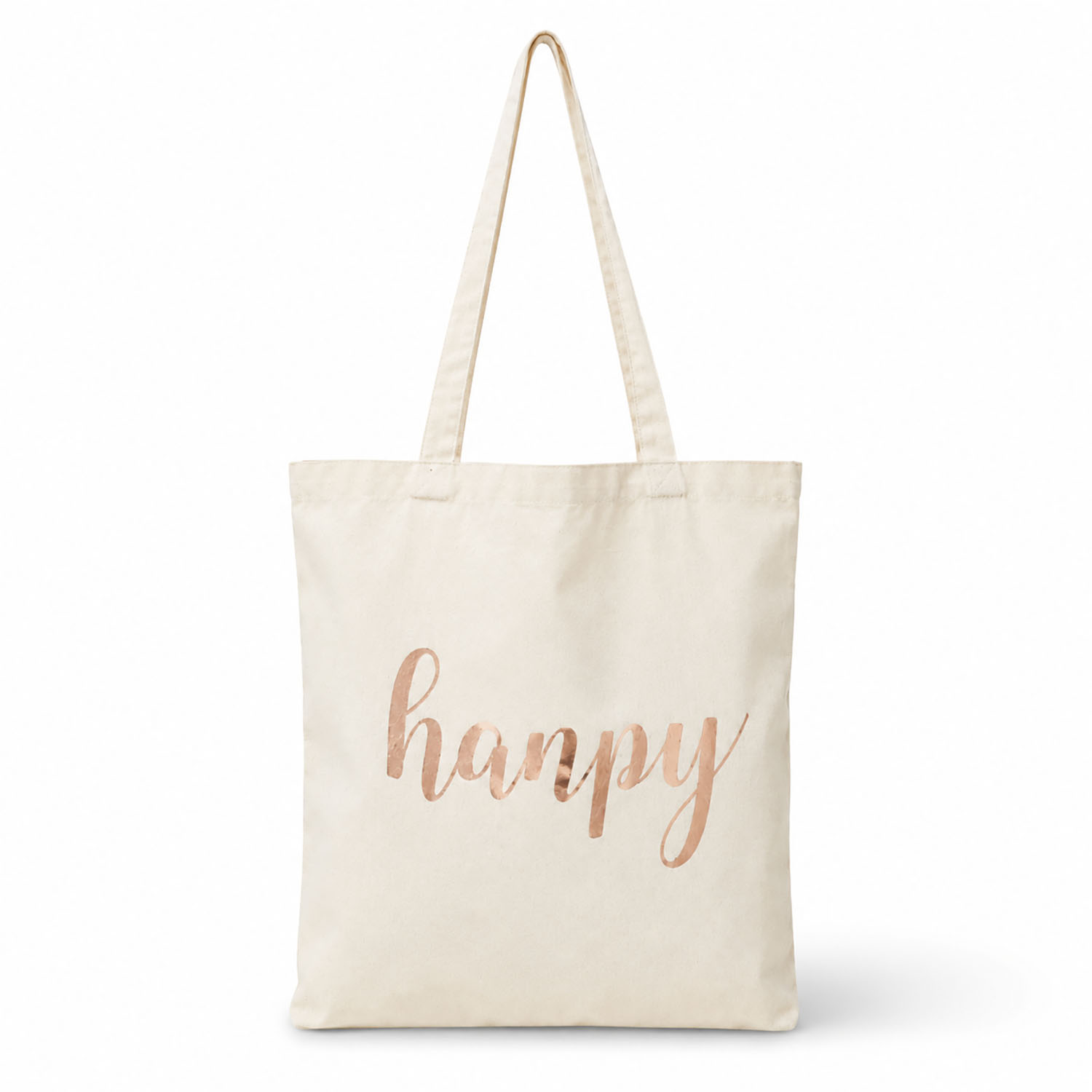 metallic rose gold silk screen printed canvas tote