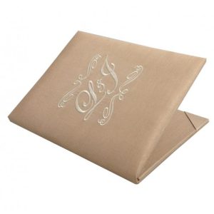 Monogram embroidered silk invitation folio