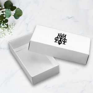 Monogram printed white mailing box
