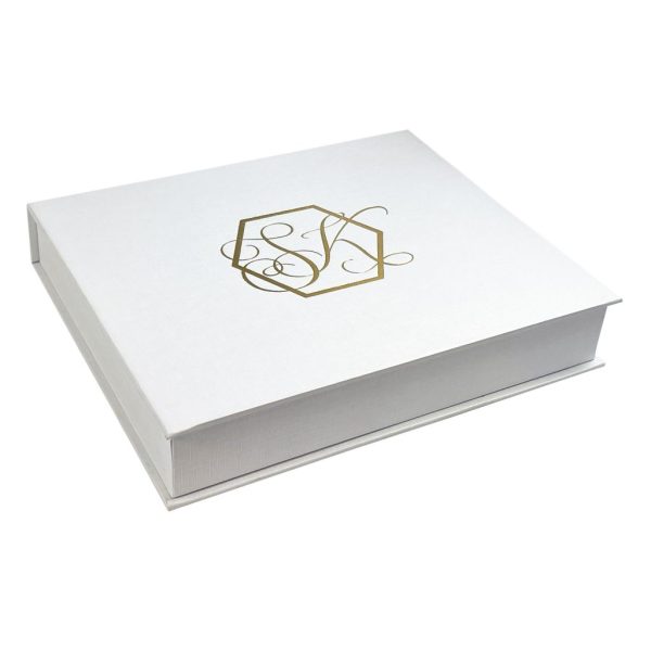 Gold foil monogram box for cards