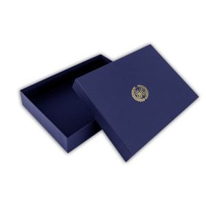 Monogram paper invitations and mailing boxes