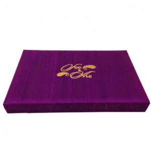 Monogram embroidered silk invitation box