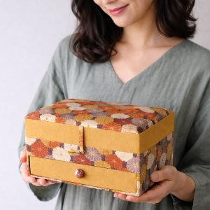 Mustard Gold Cotton Jewelry Storage Box with Drawer