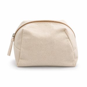 natural cotton zippered cosmetic bag