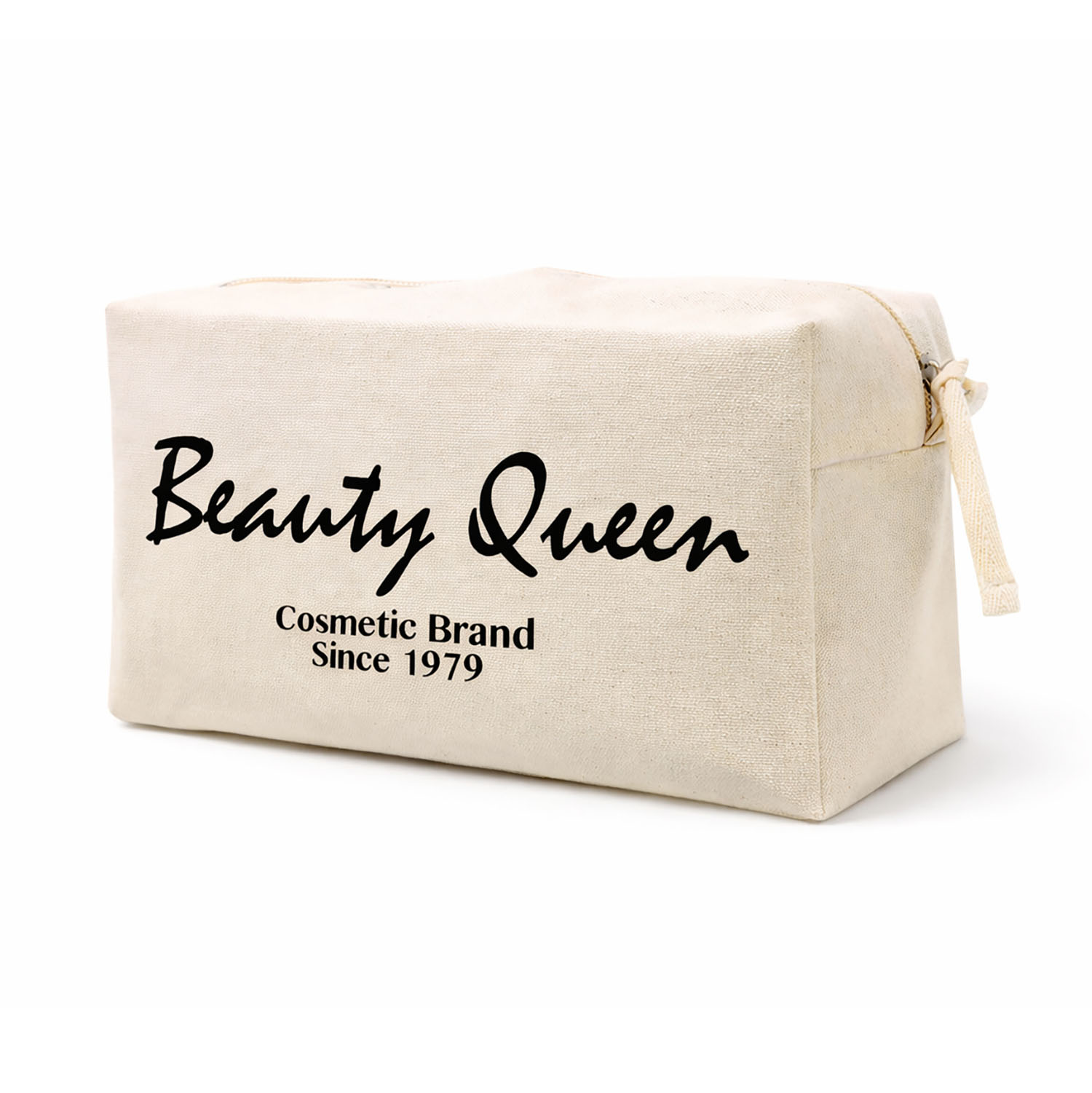 Natural canvas cosmetic bag with custom logo print