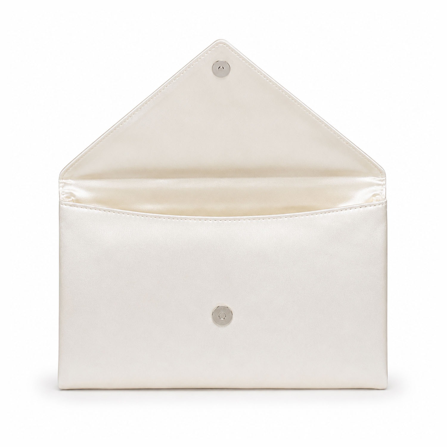opened ivory silk envelope with magnet closure