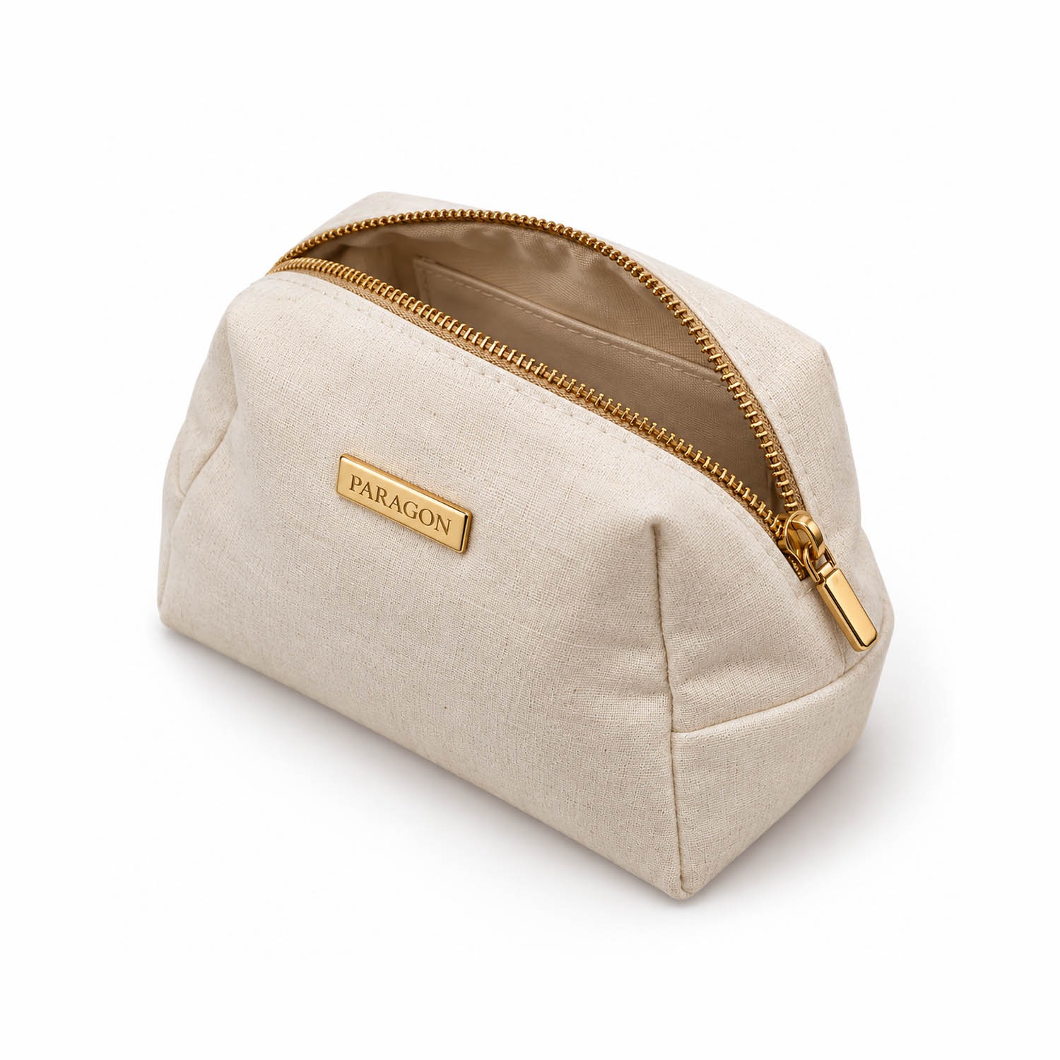 opened zipper cotton cosmetic bag