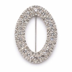 Oval rhinestone slider buckle