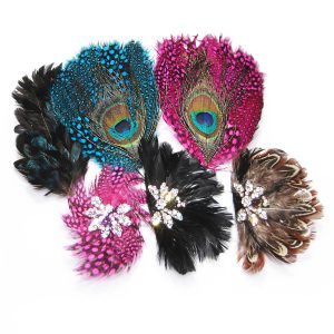 Peacock feather brooch