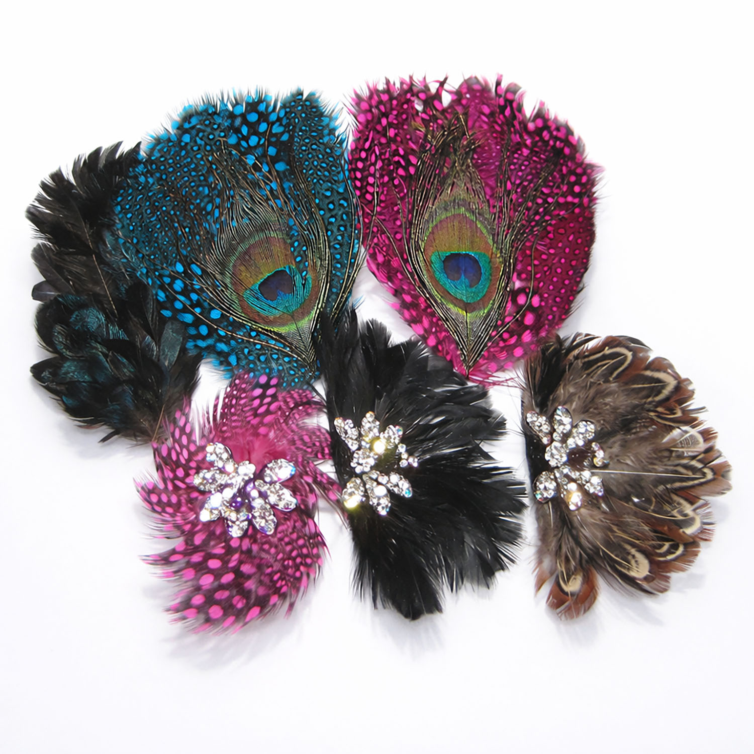 Peacock feather wedding brooch embellishment