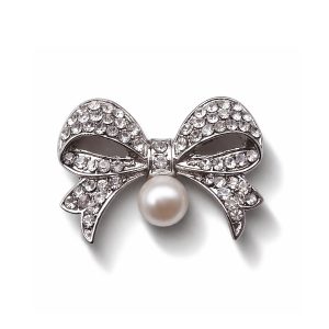 Pearl bow wedding brooch
