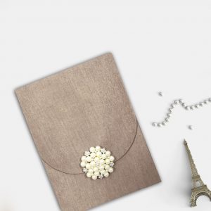 Pearl brooch silk envelope for invitation cards