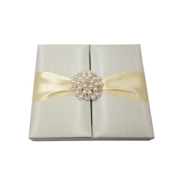 Pearl brooch embellished invitation box