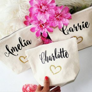 Personalized cotton bag for cosmetics and gift