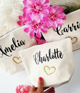 Personalized cotton bag for cosmetics and gift