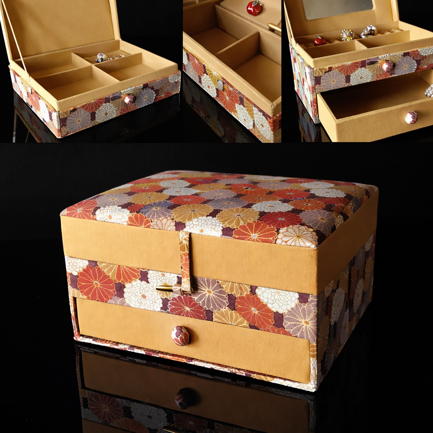 Printed cotton jewelry box from Chiang Mai