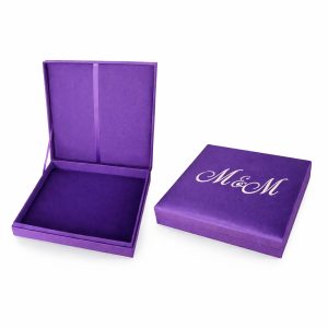 Purple Monogram Embroidered Invitation Box & Cream Embroidery