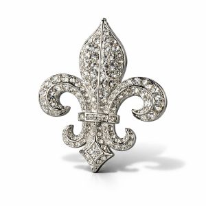 High quality fleur de lis rhinestone brooch