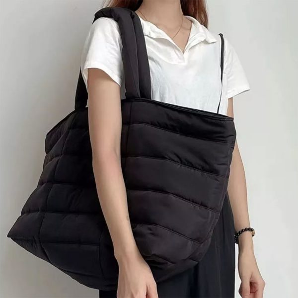 Quilted black cotton bag