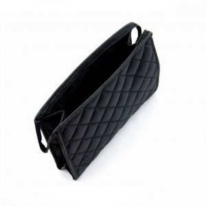 Quilted black coton cosmetic bag