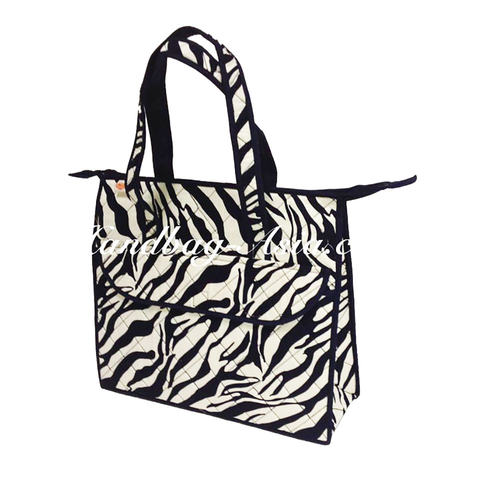 Quilted Cotton Zebra Pattern Shoulder Handbag