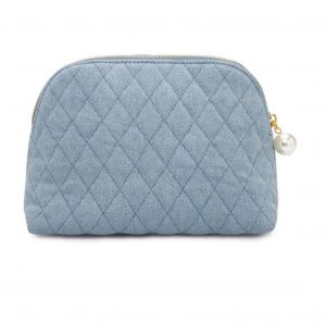 Quilted denim bag for cosmetics