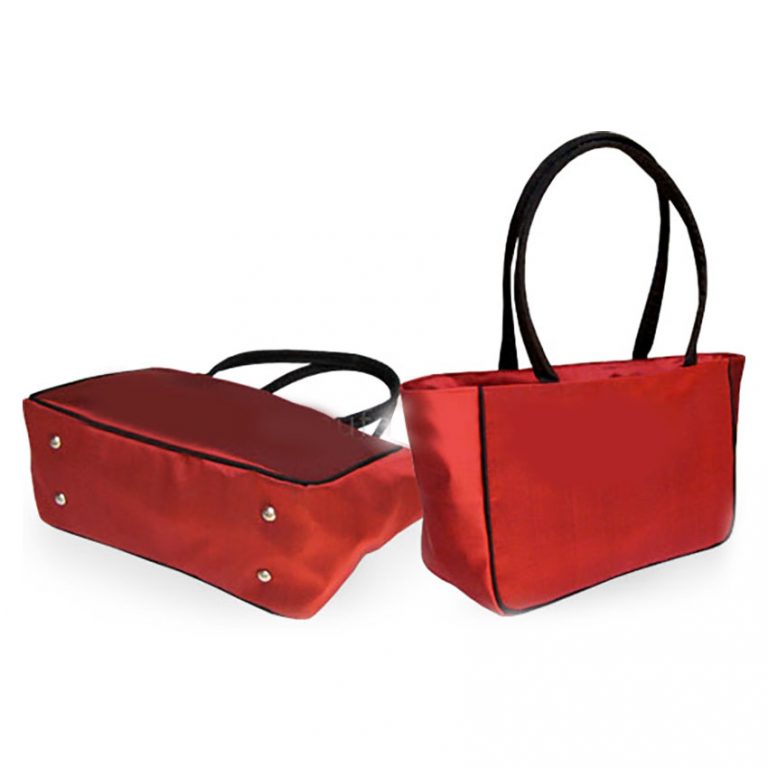 Red 100 Thai Silk Handbag With Shoulder Handle For Wholesale