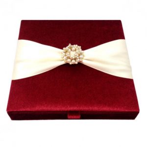 Red velvet box for wedding cards