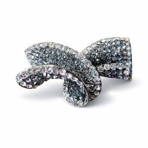 Black Rhinestone Bow Brooch