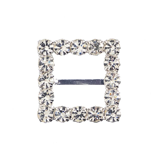 square silver rhinestone buckle